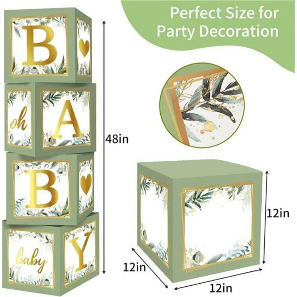 Sage Green Baby Shower Balloon Boxes Gender Reveal Party Decorations Set